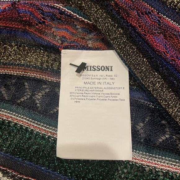 MISSONI Long Cardigan Duster Metallic Sweater IT38 Open Front Striped Italy NEW - Picture 10 of 12